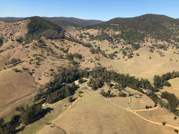 Aerial view of the resort in the valley